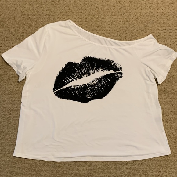 SHEIN Curve 3XL black/white off shoulder T-shirt NWOT - Picture 4 of 9